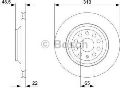 BOSCH Диск торм.зад. SKODA/VW G5/PASSAT (1K0 615 601 N, 0986479303)