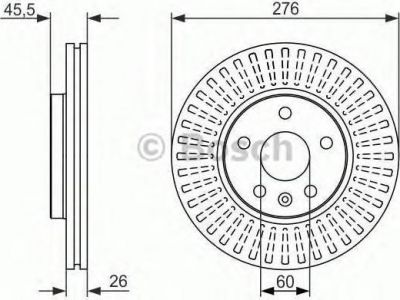 BOSCH Диск тормозной CHEVROLET CRUZE/OPEL ASTRA J R15 09- передний D=276мм. (13502044, 0986479643)