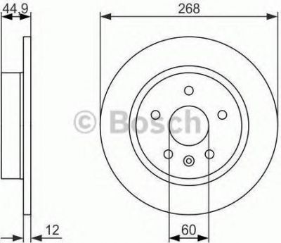 BOSCH Диск тормозной OPEL ASTRA J 09- задний D=268.5 мм (0569072, 0986479645)