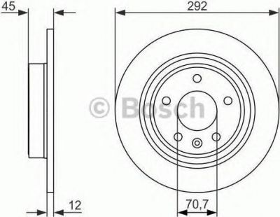 BOSCH Диск тормозной OPEL ASTRA J 09- задний D=292 мм (0569071, 0986479646)