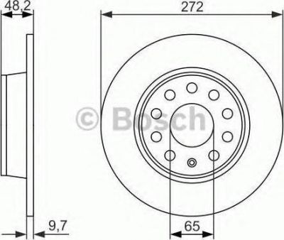 BOSCH Диск тормозной задний вент. D=272mm SKODA Octavia 2007- (1K0 615 601 AA, 0986479677)