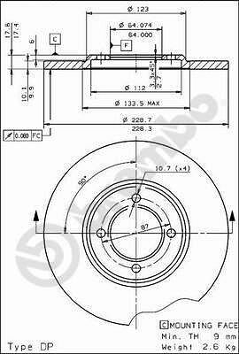 Brembo 08.2266.10 тормозной диск на TOYOTA CARINA (TA4L, TA6_L)