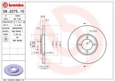 Brembo 08.2275.10 тормозной диск на FORD TAUNUS '80 (GBS, GBNS)