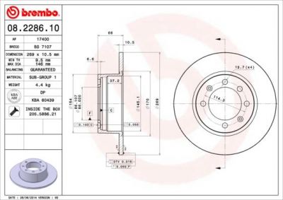 Brembo 08.2286.10 тормозной диск на SAAB 90