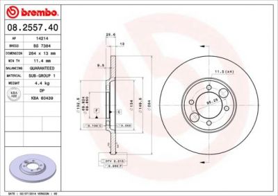 Brembo 08.2557.40 тормозной диск на JAGUAR XJ купе