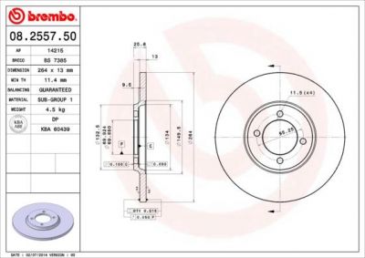 Brembo 08.2557.50 тормозной диск на JAGUAR XJ купе
