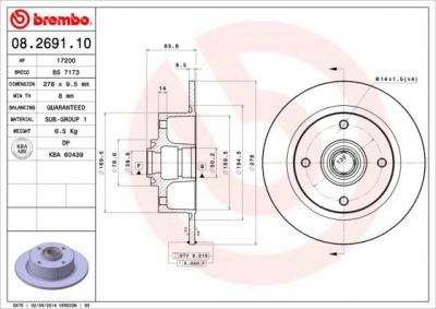 Brembo 08.2691.10 тормозной диск на VW KAEFER кабрио (15)