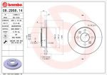 BREMBO Диск тормозной RENAULT LOGAN/CLIO/MEGANE/SANDERO передний не вент.D=238мм. (6001547684, 08.2958.14)