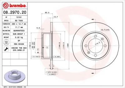 Brembo 08.2970.20 тормозной диск на SAAB 90