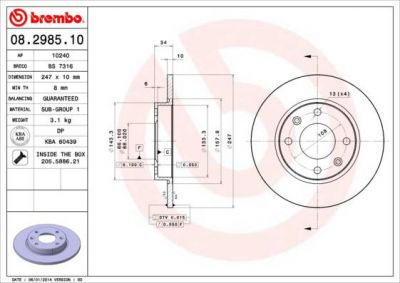 BREMBO Диск тормозной CITRO (561253J, 08.2985.10)