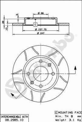 Brembo 08.2985.75 тормозной диск на PEUGEOT 309 II (3C, 3A)