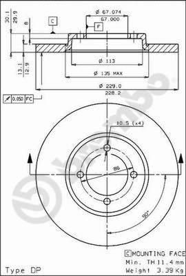 Brembo 08.3774.10 тормозной диск на HYUNDAI PONY