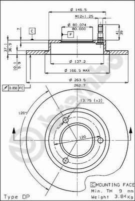 Brembo 08.3962.10 тормозной диск на PEUGEOT 305 I Break (581D)