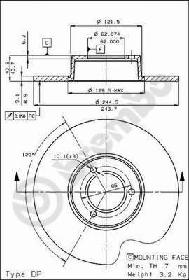 Brembo 08.3969.10 тормозной диск на PEUGEOT 104