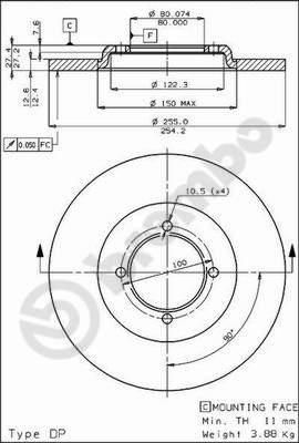 Brembo 08.4496.10 тормозной диск на MITSUBISHI GALANT II Station Wagon (A16_V)