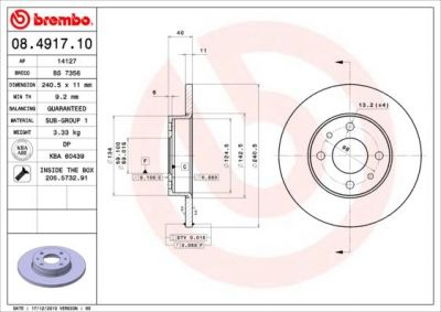 Brembo 08.4917.10 тормозной диск на ALFA ROMEO 146 (930)