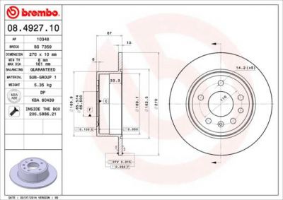 BREMBO (561 408 J) Диск торм зад OMEGA A (561408J, 08.4927.10)