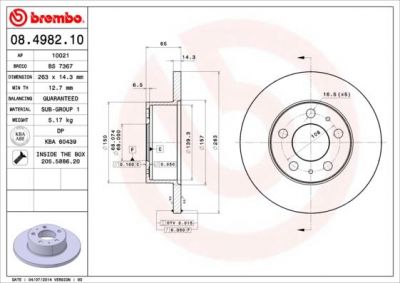 Brembo 08.4982.10 тормозной диск на VOLVO 240 Kombi (P245)