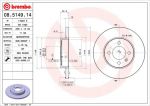 BREMBO Диск тормозной VW GOLF III 91-97/PASSAT 88-97/VENTO передний не вент.D=256мм. (561491J, 08.5149.14)