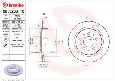 BREMBO (561 506 J) Диск торм зад VOLVO 740-960 (561506J, 08.5288.10)