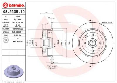 Brembo 08.5309.10 тормозной диск на OPEL VECTRA A (86_, 87_)