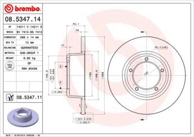 Brembo 08.5347.11 тормозной диск на LAND ROVER DEFENDER Station Wagon (LD)