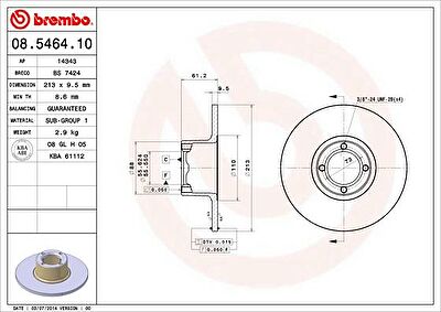 Brembo 08.5464.10 тормозной диск на ROVER MINI