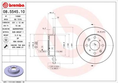 Brembo 08.5545.10 тормозной диск на HONDA CIVIC III Hatchback (AL, AJ, AG, AH)