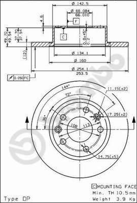 Brembo 08.5646.10 тормозной диск на RENAULT 25 (B29_)