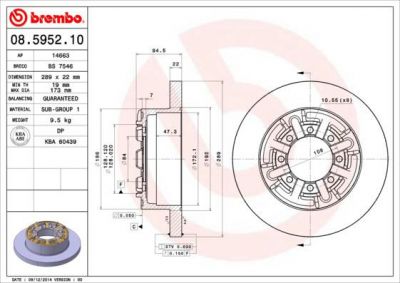 BREMBO Диск тормозной задний Iveco Daily 35-8/10/45-10/12/50 99> (7180256, 08.5952.10)