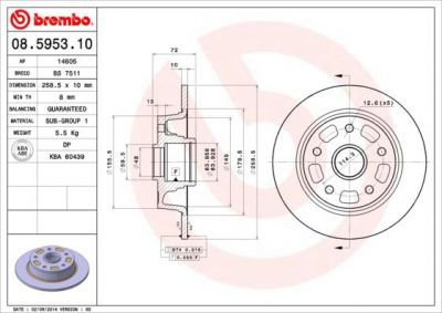 Brembo 08.5953.10 тормозной диск на MAZDA 626 III Station Wagon (GV)