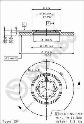 Brembo 08.6740.10 тормозной диск на TOYOTA CELICA купе (RA4_, TA4_)