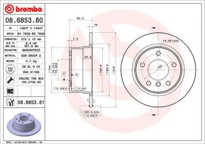 Brembo 08.6853.80 тормозной диск на Z3 (E36)