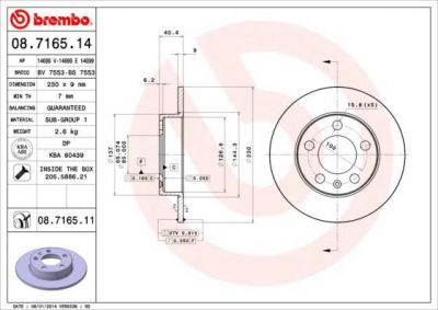 BREMBO Диск тормозной не вент. задний VW POLO Saloon (09/02-) R (1J0615601, 08.7165.11)