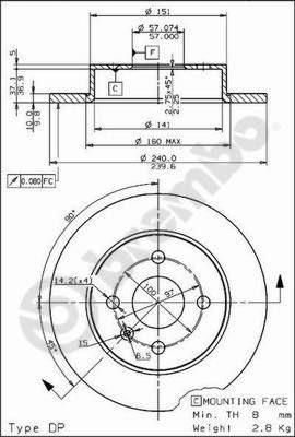 Brembo 08.7626.75 тормозной диск на OPEL ASTRA G универсал (F35_)