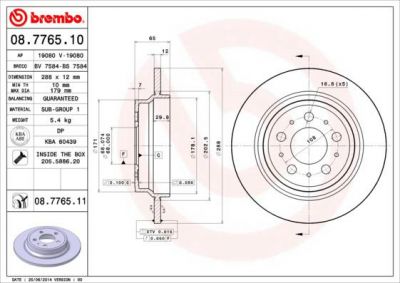 Brembo 08.7765.10 тормозной диск на VOLVO XC70 CROSS COUNTRY