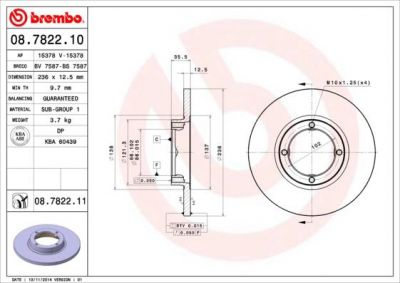 BREMBO Диск тормозной CHEVROLET SPARK 05-/DAEWOO MATIZ 98- передний (562138J, 08.7822.10)