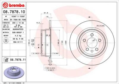 BREMBO Диск торм зад ROVER 75 99- (562166J, 08.7878.10)