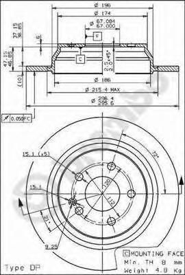 BREMBO Диск тормозной MERCEDES VIANO/VITO W639 2.0-3.7 03- задний (6394230112, 08.8405.10)