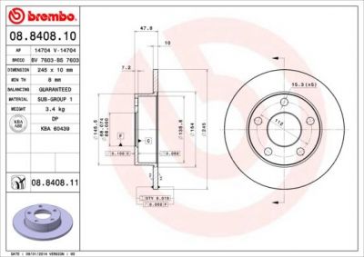 BREMBO Диск тормозной AUDI A4 qattro/VW PASSAT 4motion 1.8-2.8 95-05 задний (562005J, 08.8408.10)