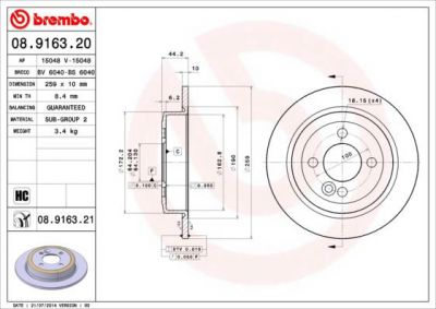 BREMBO Диск торм. окраш. Re MINI Cooper (R50/53/56/57) (08916321)