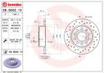 BREMBO Диск тормозной ПЕРФОРИРОВАННЫЙ AUDI A3/SKODA OCTAVIA/YETI/VW CADDY/GOLF 03- зад. (08.9502.1X)