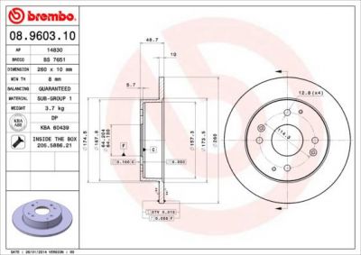 Brembo 08.9603.10 тормозной диск на ROVER 600 (RH)