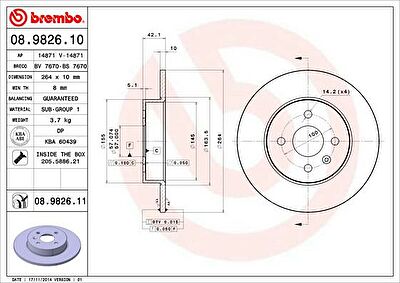 BREMBO Диск тормозной зад. OPEL Astra H/Meriva 1,3-1,8L 04-> (264X10mm) (569116, 08.9826.10)