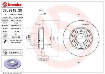 BREMBO Диск тормозной зад A4/PASSAT -05 (562191J, 08.9918.20)