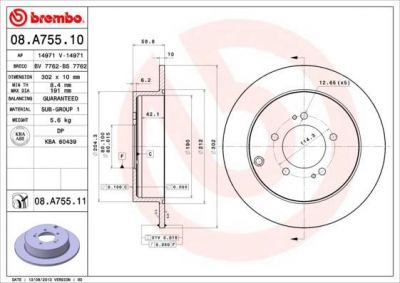 BREMBO Диск тормозной CITROEN C-CROSSER/MITSUBISHI OUTLANDER/ASX/PEUGEOT 4007 задний (08.A755.11)