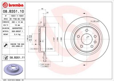 Brembo 08.B351.11 тормозной диск на OPEL ASTRA J Sports Tourer