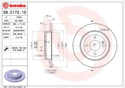 BREMBO Диск тормозной 08.C172.10 (08.C172.10)