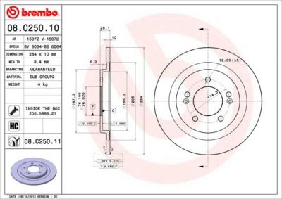 Brembo 08.C250.10 тормозной диск на HYUNDAI i30 (GD)