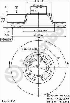 Brembo 09.2943.10 тормозной диск на FORD TRANSIT c бортовой платформой/ходовая часть (V_ _)